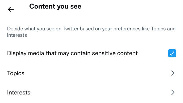 Twitter Mobile Turn Off Sensitive Content Warning