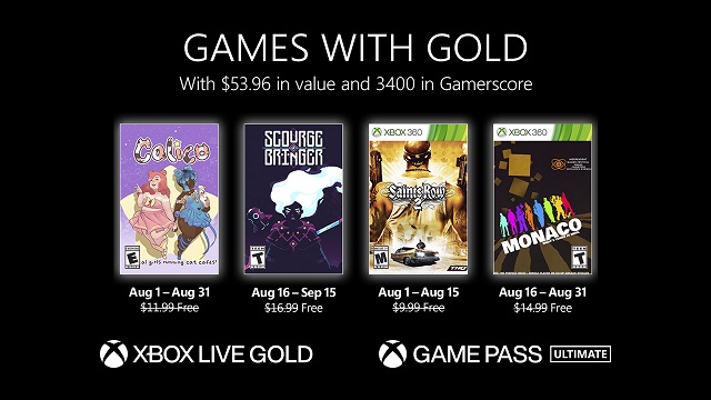 Xbox Games With Gold August 2022