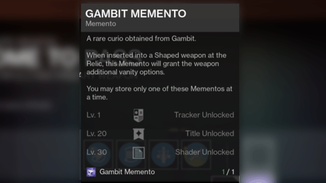 Destiny 2 Memento item description