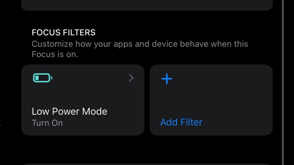 iPhone Low Power Mode Focus Filter