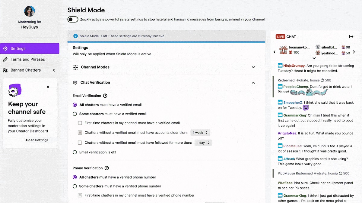 Twitch Shield Mode How to Use New Safety Features to Stop Hate Raids