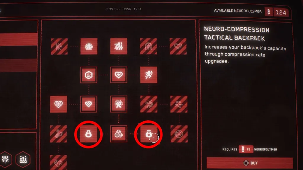 Atomic Heart Inventory Upgrade Tree