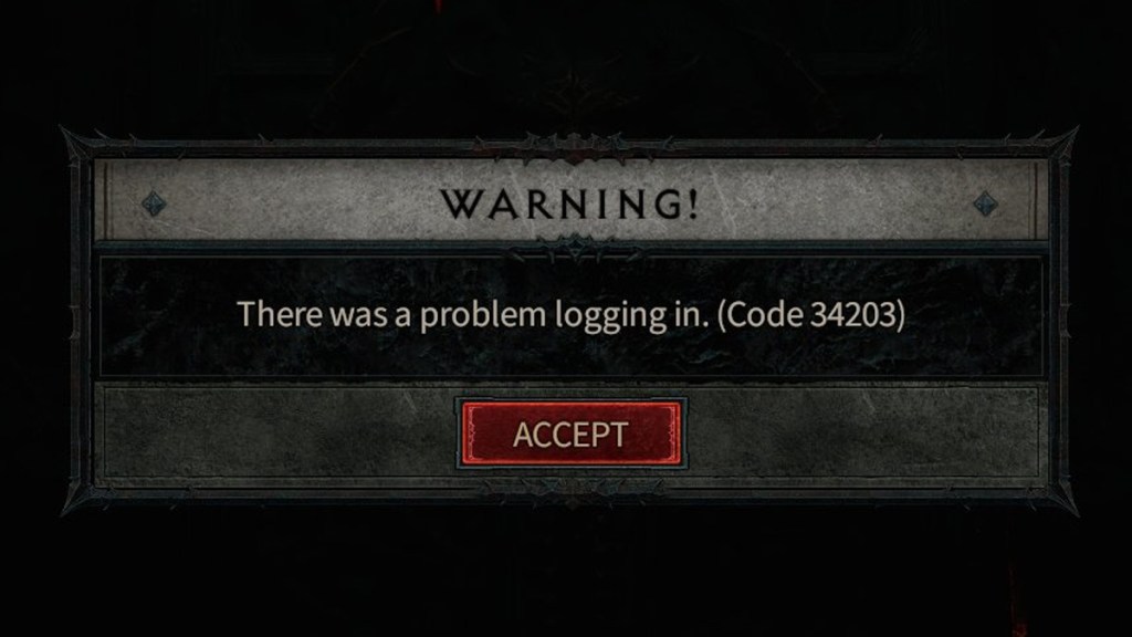 Diablo 4 'Warning There Was a Problem Logging In' Error