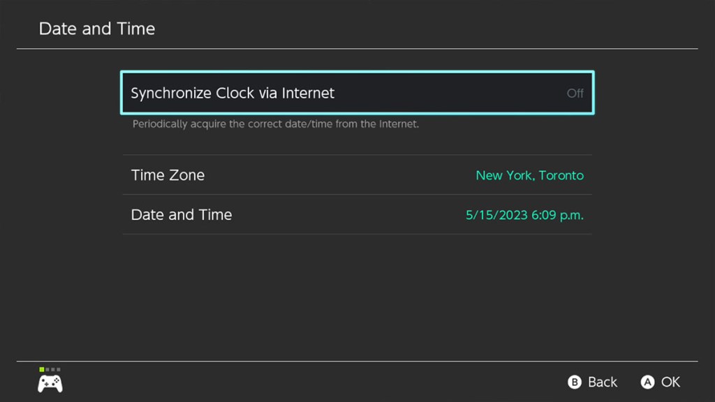Switch Date and Time Screen