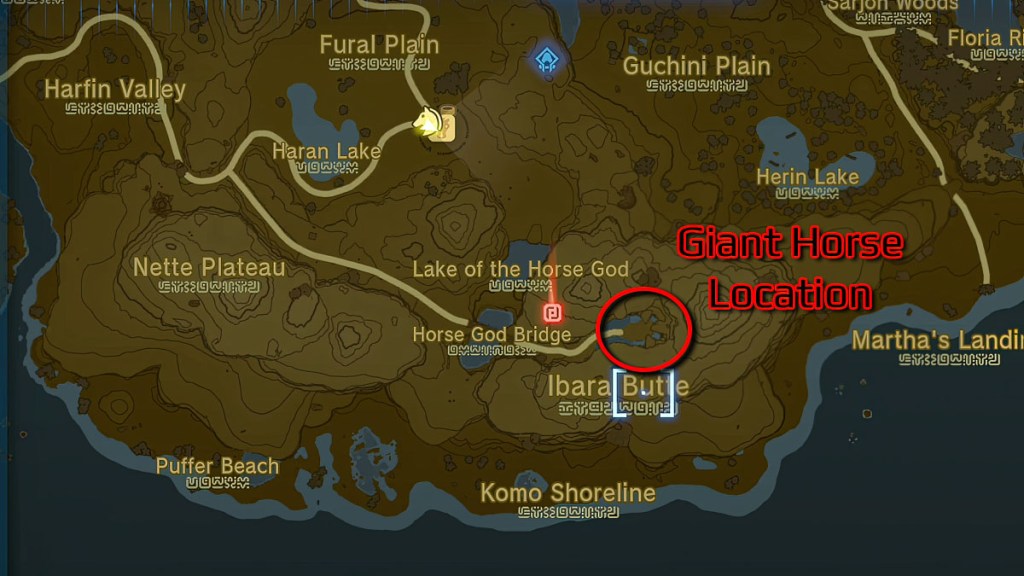 Zelda Tears of the Kingdom Giant Horse Location Map