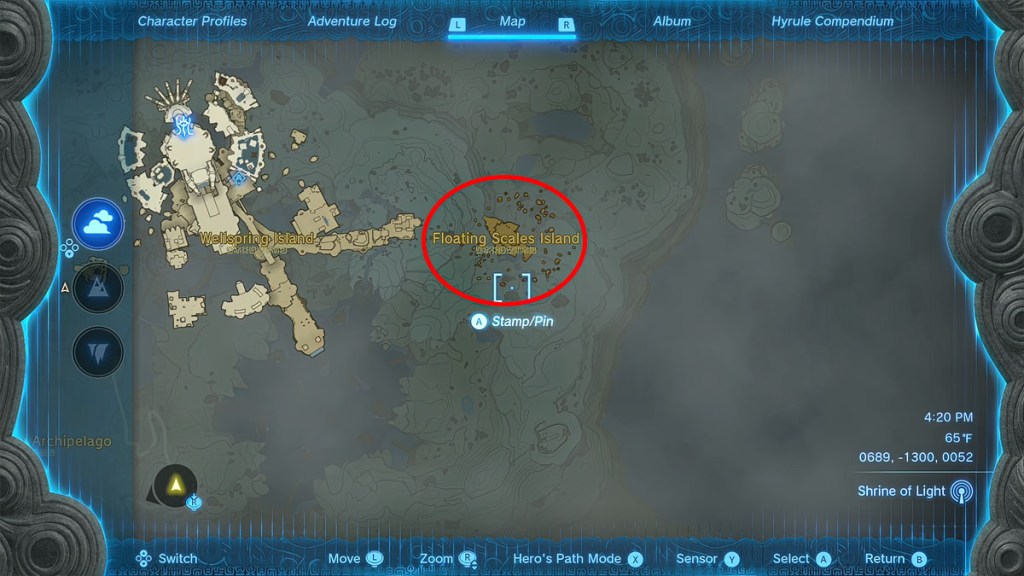 Zelda Tears of the Kingdom Land of the Sky Fish Location Map