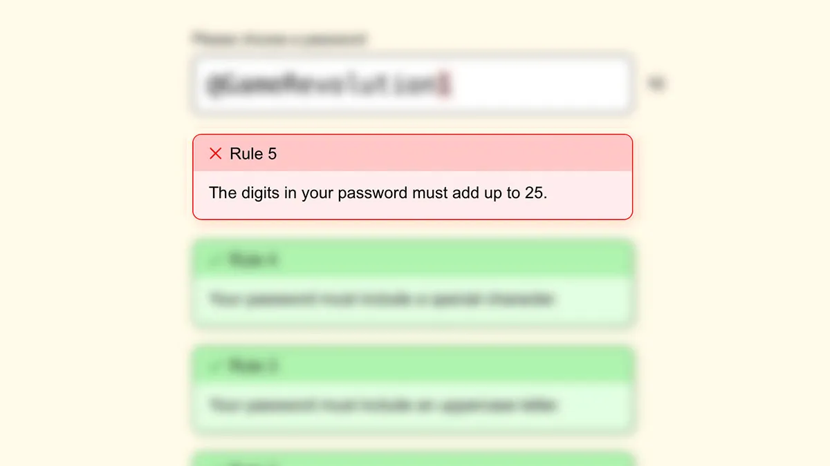 The Password Game Rule 5: How to Make Digits Add Up to 25