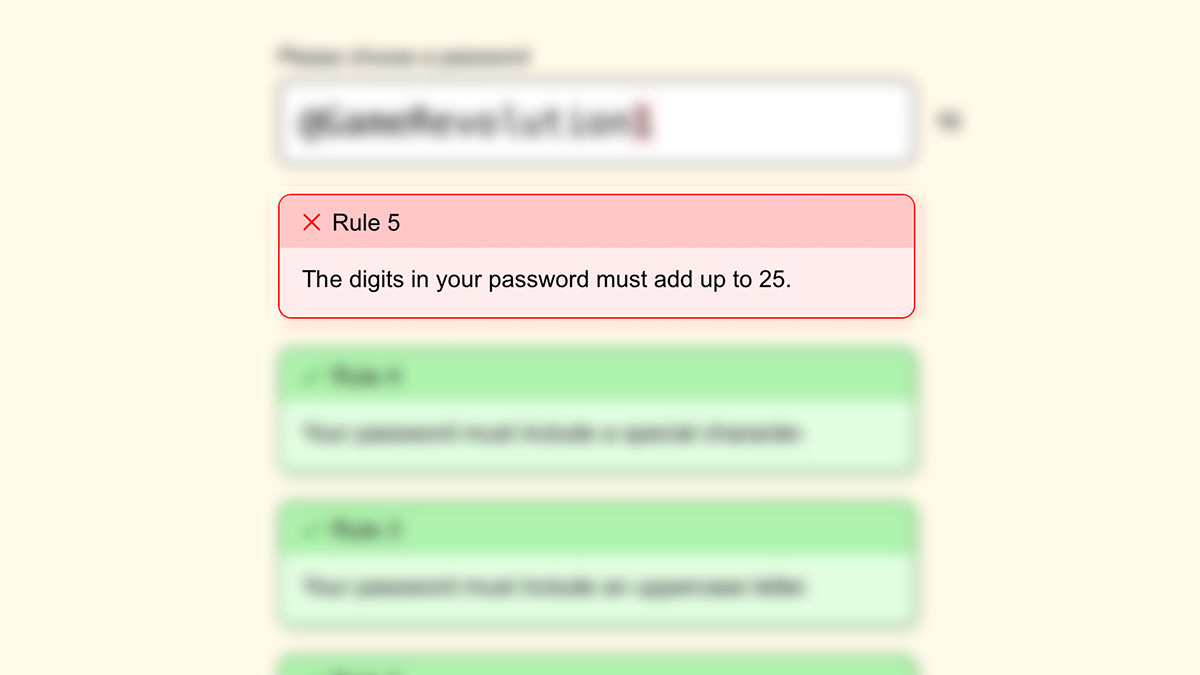 how to make digits add up to 25 password game