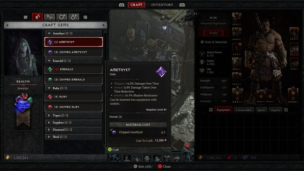 Diablo 4 Gem Upgrades List Gems Crafting What Level