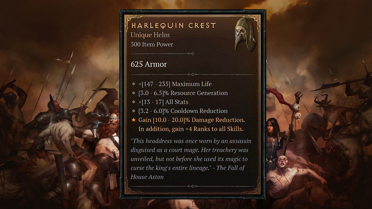 Diablo 4 Shako Drop How to Get Harlequin Crest Unique Helm