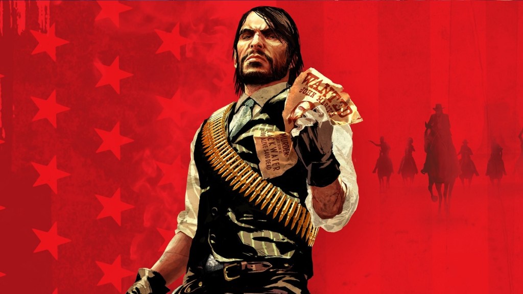 Red Dead Redemption: John Marston on a red background.