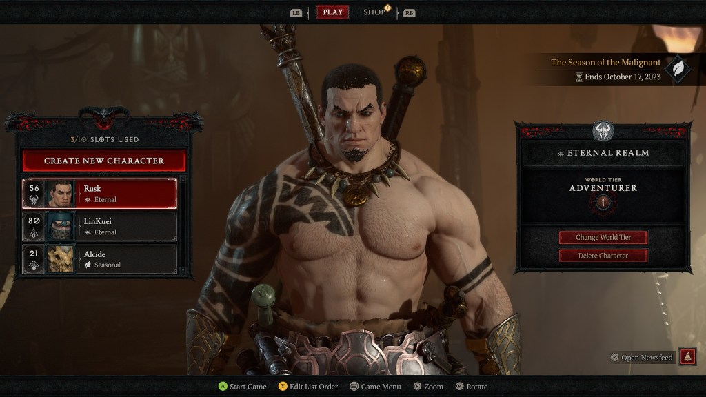 Diablo 4 Character Slots Bug Character Can't Move