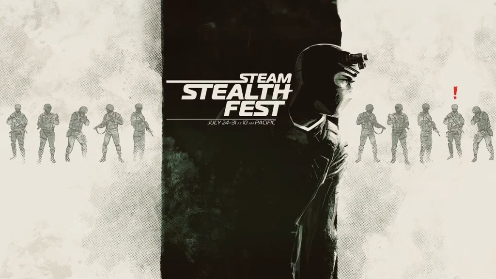 Steam Stealth Fest: Drawing of what looks like Sam Fisher hiding from enemies.