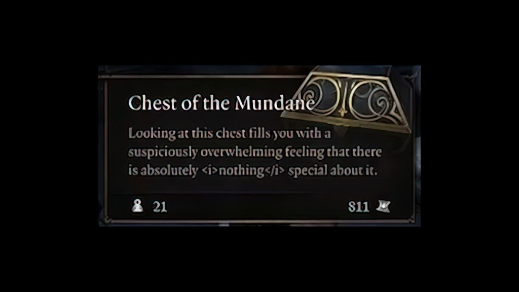 Baldurs Gate 3 Chest of the Mundane Description