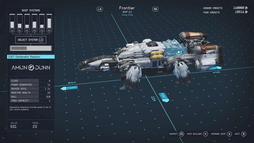 Starfield How to Upgrade Ship Reactor