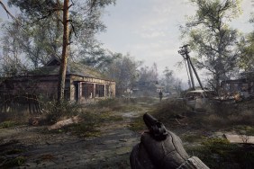STALKER 2: The player wandering through an overgrown, abandoned town.