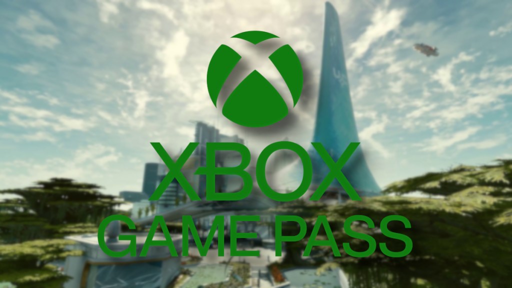 Xbox Game Pass logo with a Starfield city behind it.