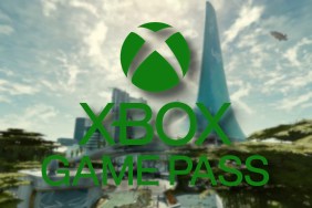 Xbox Game Pass logo with a Starfield city behind it.