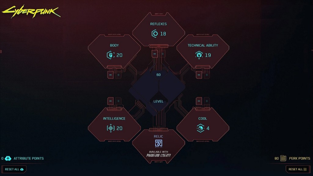 Cyberpunk 2077 Phantom Liberty Attribute Points How Many Max Stats