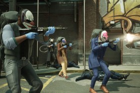 Payday 3: bank robbers firing guns off-screen.