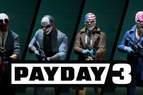 Four bank robbers behind the Payday 3 logo.