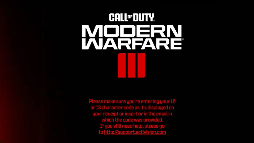 MW3 Redeem Code Error Message