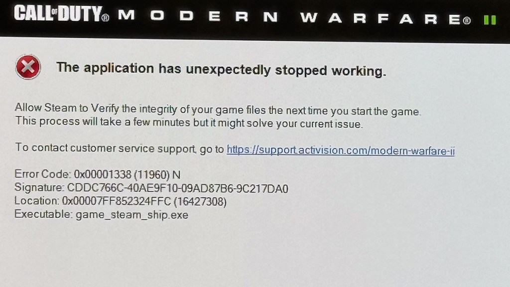 Error Code 0x00001338 in COD: Modern Warfare 2