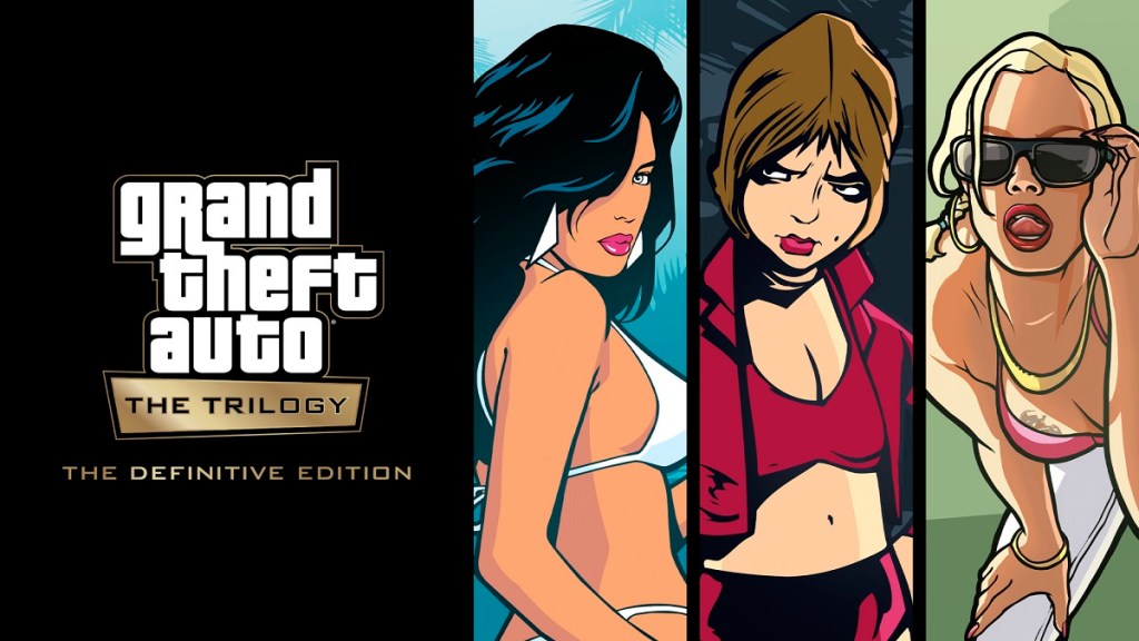 Grand Theft Auto: the three women from the covers of GTA3, Vice City, and San Andreas.