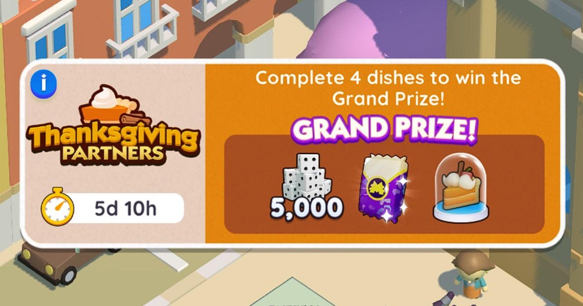 Monopoly Go Thanksgiving Partners Event Milestones and Rewards List