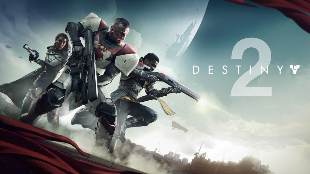 Destiny 2: game logo next to some soldiers preparing for battle.