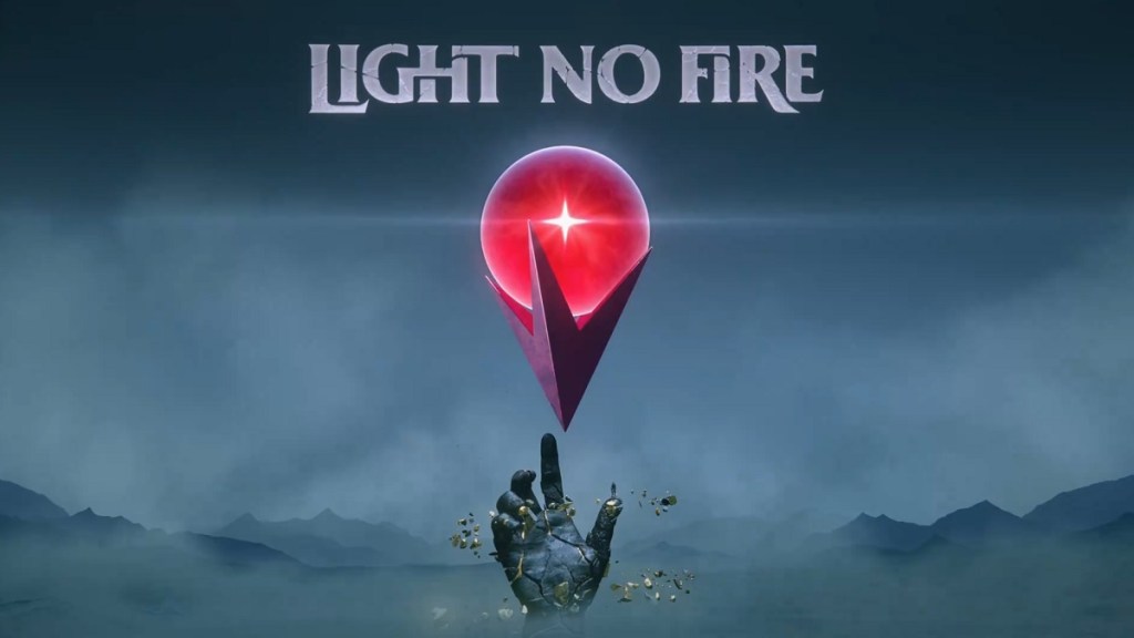 Light No Fire : une main géante atteignant un orbe rouge.