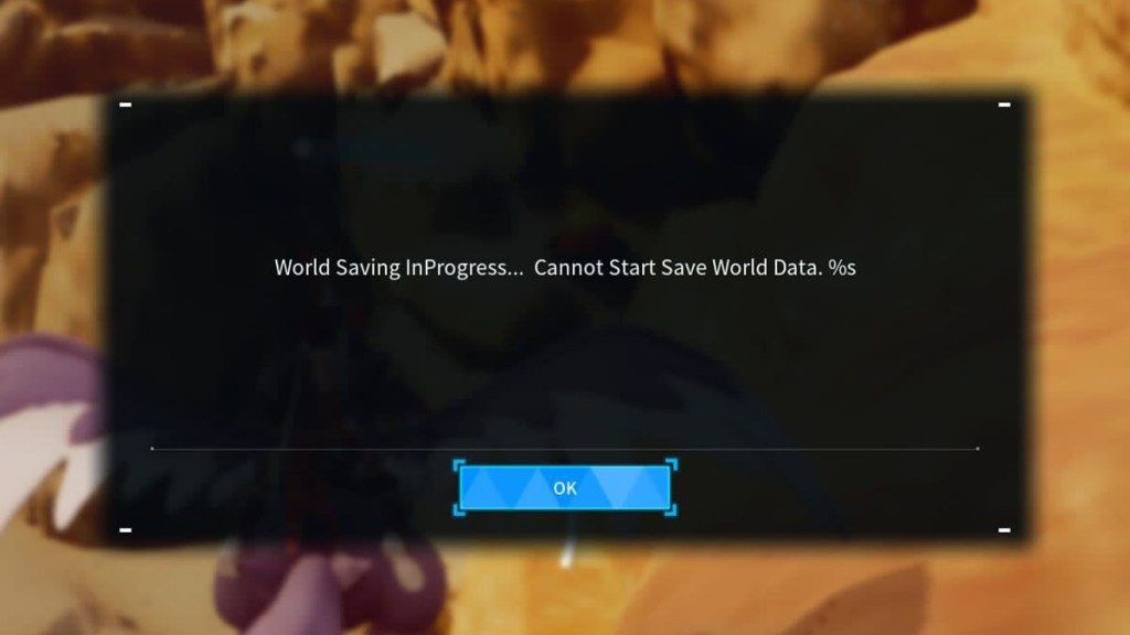 Palworld World Saving InProgress Cannot Start Save World Data Error