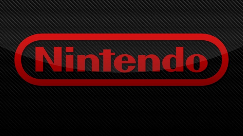Nintendo logo on a black, textured background.