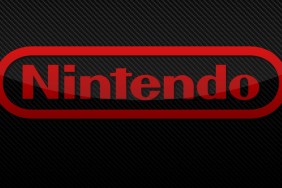 Nintendo logo on a black, textured background.