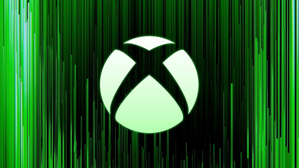 Xbox logo on a green, Matrix-style background.
