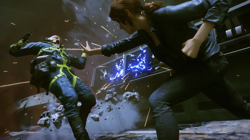 Control: Jesse Faden knocks back an enemy with her arm.