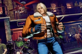 Fatal Fury City of the Wolves: Terry Bogard preparing to fight as audience members behind him watch.