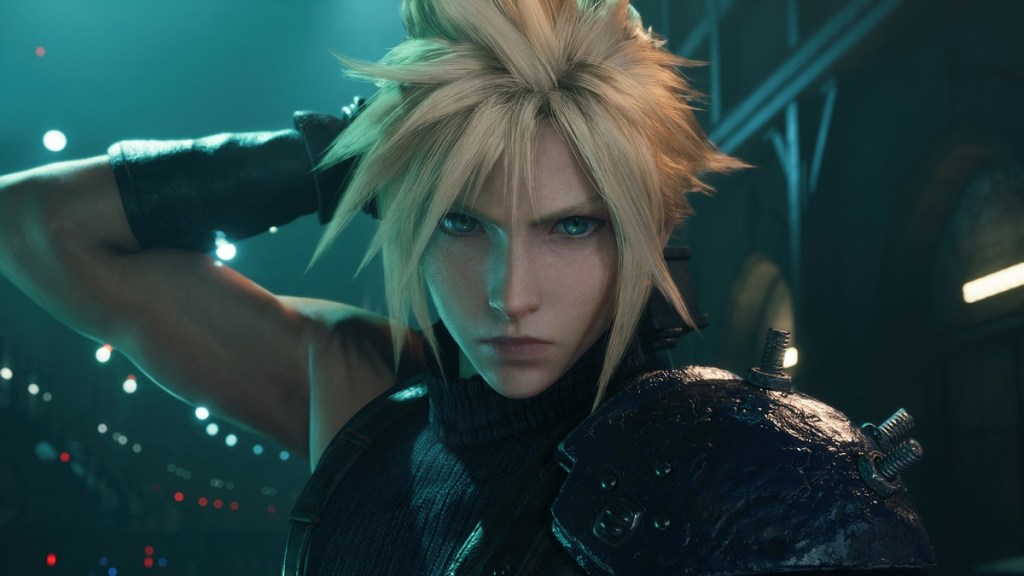 Final Fantasy 7: a close-up of Cloud Strife about to reach for their sword.