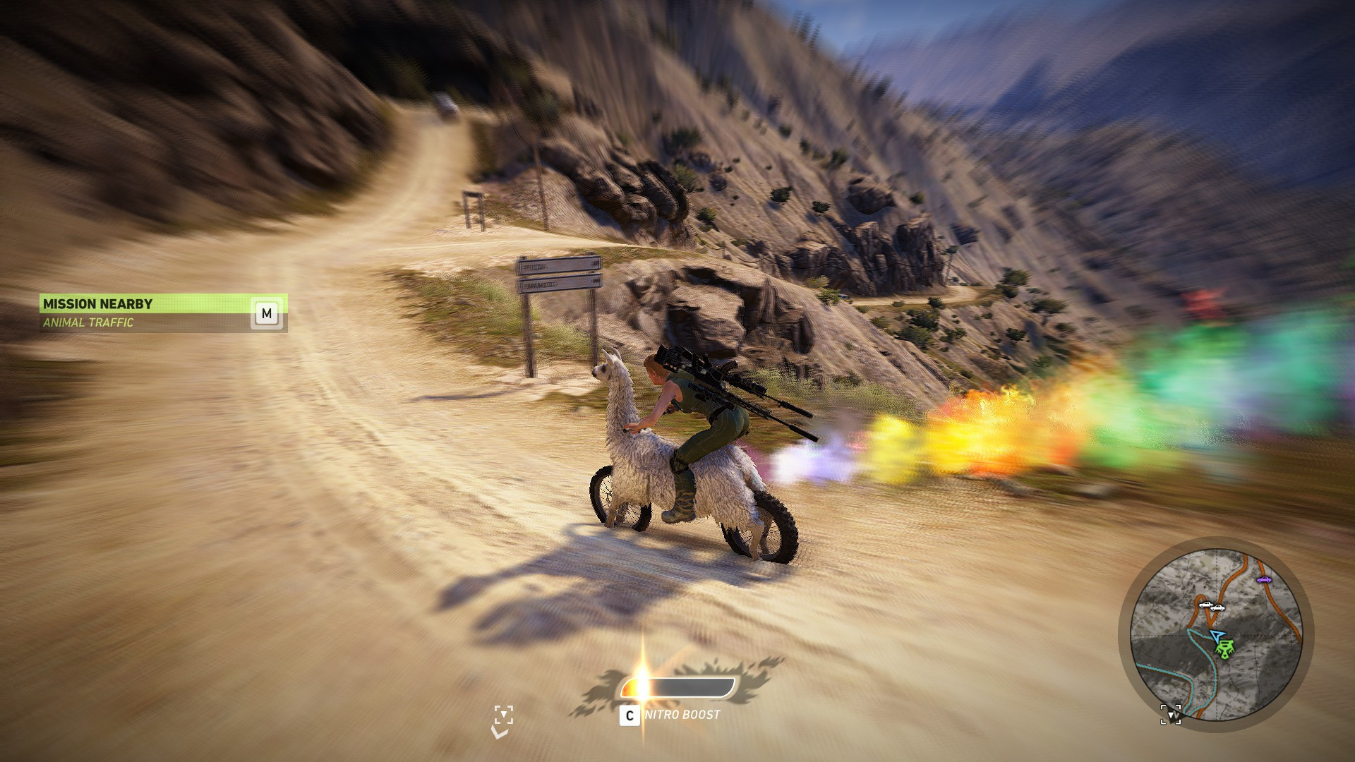 Llama Motorcycle With Rainbow Nitrous Butt Farts in Ghost Recon Wildlands Narco Road #3