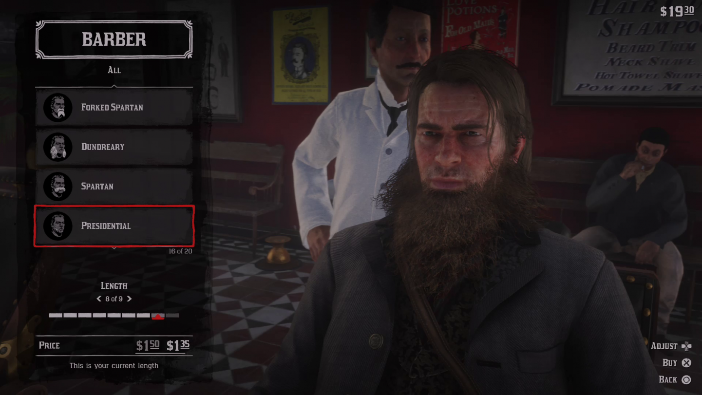 Red Dead Redemption 2 Facial Hair Presidential