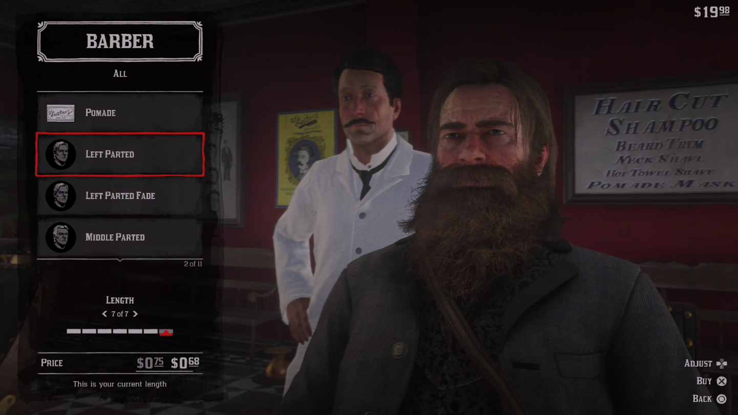 Red Dead Redemption 2 Hairstyle Left Parted