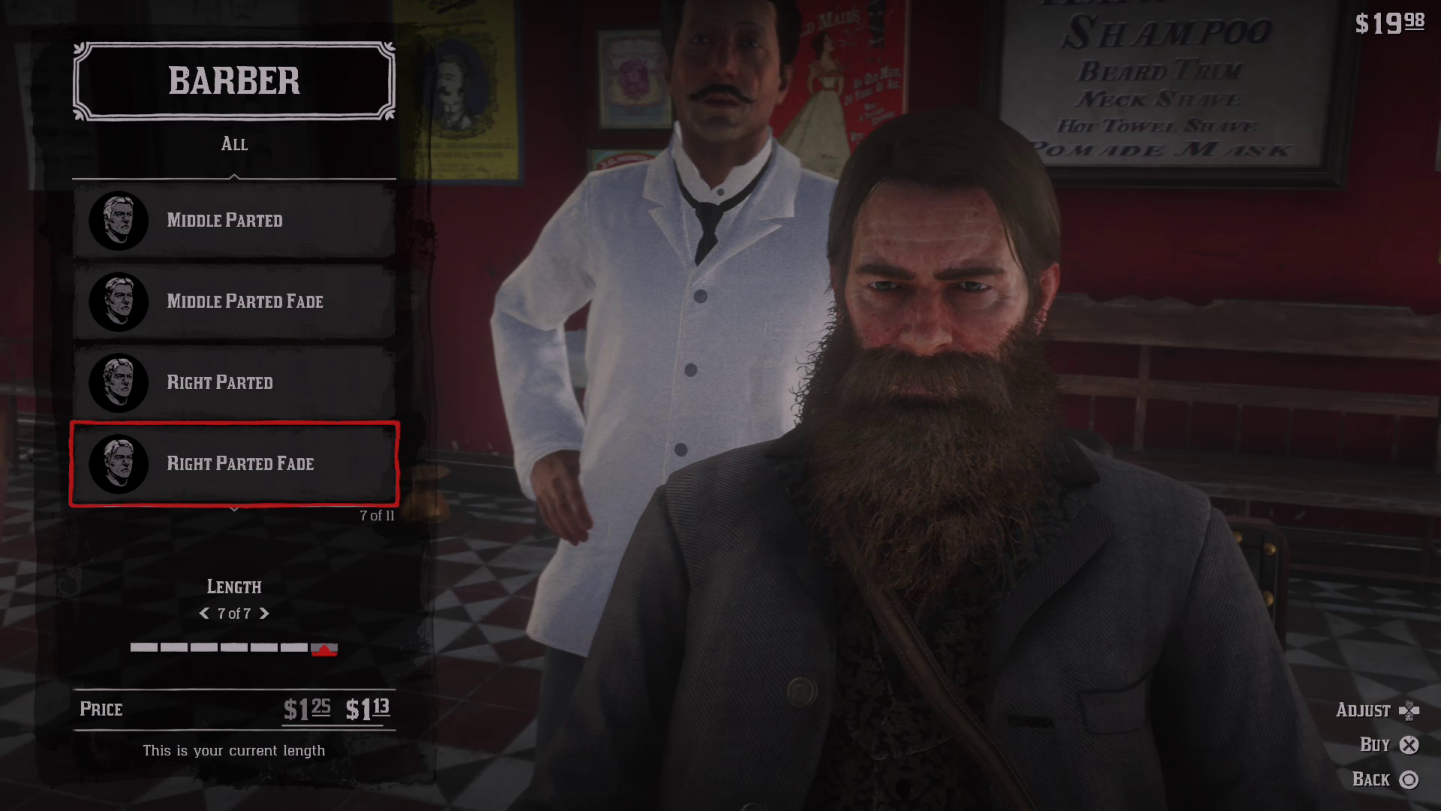 Red Dead Redemption 2 Hairstyle Right Parted Fade