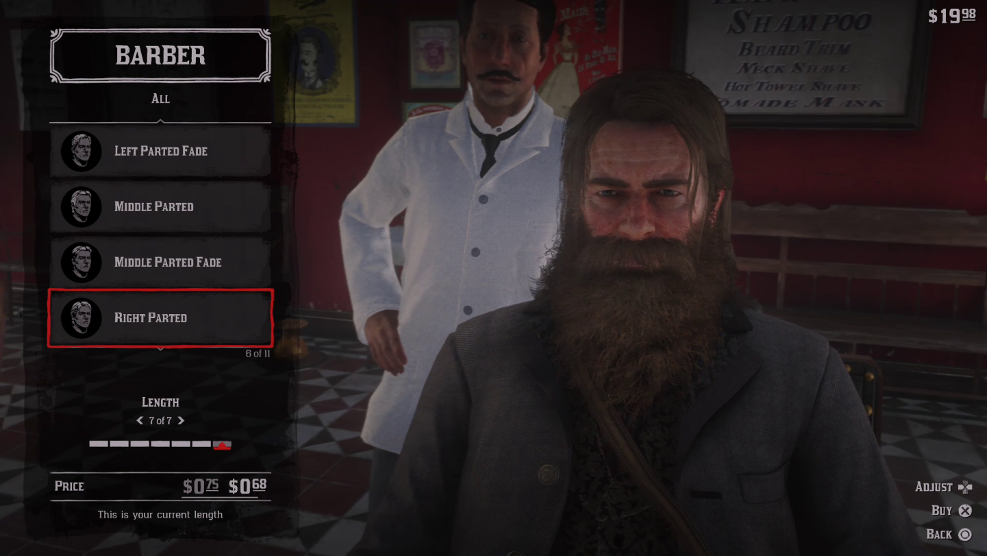 Red Dead Redemption 2 Hairstyle Right Parted